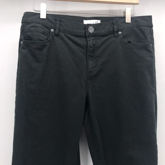 LOFT Slim Jeans Womens 10 30 Dark Green Flat Front Stretch Skinny Mid Rise - Picture 2 of 12